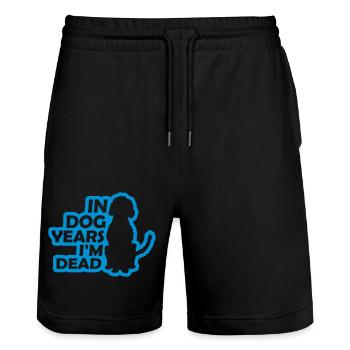 in dog years Dead - Stanley/Stella Trainer Unisex Organic Jogging Shorts - black - Front - Nik (191cm) & Marisol (170cm)