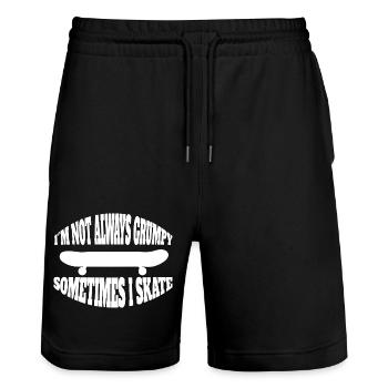 Skateboard Skater Skateboarding Sakten Longboard - Stanley/Stella Unisex Bio Joggingshorts Trainer  - Schwarz - Vorne - Nik (191cm) & Marisol (170cm)