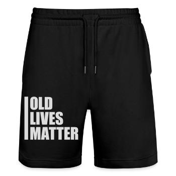old lives matter quote - Stanley/Stella Trainer Unisex Organic Jogging Shorts - black - Front - Nik (191cm) & Marisol (170cm)