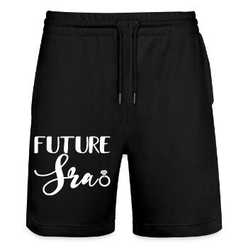 Future Sra. Engagement Party Bridal Shower Wedding - Stanley/Stella Trainer Unisex Organic Jogging Shorts - black - Front - Nik (191cm) & Marisol (170cm)