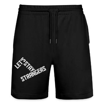 Citation Restons Strangers - Short de jogging bio TRAINER Stanley/Stella unisexe - noir - Devant - Nik (191cm) & Marisol (170cm)