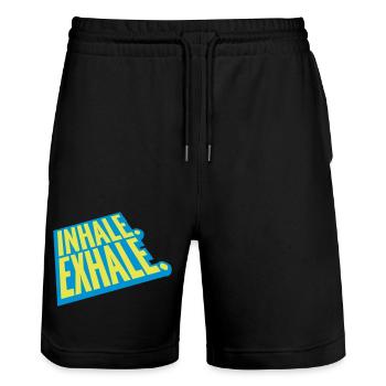 inhale exhale yoga Zitat - Stanley/Stella Unisex Bio Joggingshorts Trainer  - Schwarz - Vorne - Nik (191cm) & Marisol (170cm)
