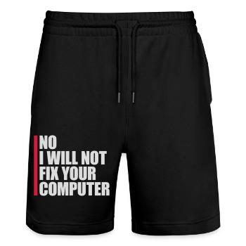 not fix your computer - Stanley/Stella Trainer Unisex Organic Jogging Shorts - black - Front - Nik (191cm) & Marisol (170cm)