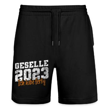 Geselle 2023 Gesellenprüfung - Stanley/Stella Unisex Bio Joggingshorts Trainer  - Schwarz - Vorne - Nik (191cm) & Marisol (170cm)