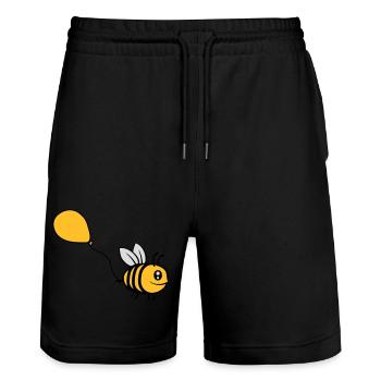 Happy Balloon Bee Comic - Short de jogging bio TRAINER Stanley/Stella unisexe - noir - Devant - Nik (191cm) & Marisol (170cm)