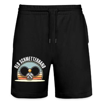 Tischtennis Old Schmetterhand - Stanley/Stella Unisex Bio Joggingshorts Trainer  - Schwarz - Vorne - Nik (191cm) & Marisol (170cm)
