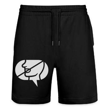 Forbidden Communicate Icon Speech Bubble - Stanley/Stella Trainer Unisex Organic Jogging Shorts - black - Front - Nik (191cm) & Marisol (170cm)