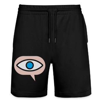 Icon Visual See Eye - Stanley/Stella Trainer Unisex Organic Jogging Shorts - black - Front - Nik (191cm) & Marisol (170cm)