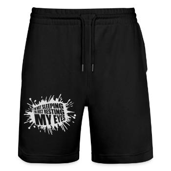 im not sleeping Quote - Stanley/Stella Trainer Unisex Organic Jogging Shorts - black - Front - Nik (191cm) & Marisol (170cm)