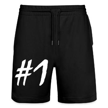 #1 - Stanley/Stella Unisex Bio Joggingshorts Trainer  - Schwarz - Vorne - Nik (191cm) & Marisol (170cm)