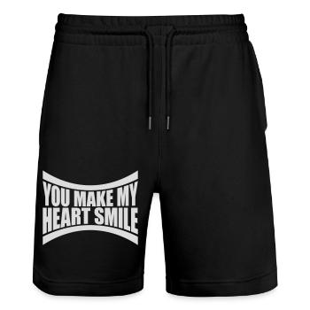Faire sourire mon cœur - Short de jogging bio TRAINER Stanley/Stella unisexe - noir - Devant - Nik (191cm) & Marisol (170cm)