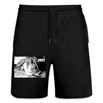 Hase 2011 - Stanley/Stella Unisex Bio Joggingshorts Trainer  - Schwarz - Vorne - Nik (191cm) & Marisol (170cm)