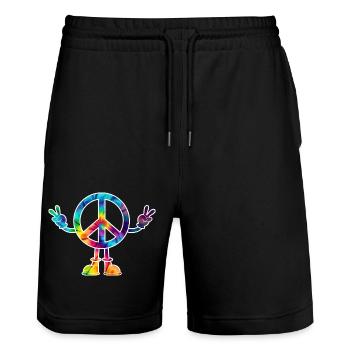 Peacezeichen Friedenszeichen tie dye - Stanley/Stella Unisex Bio Joggingshorts Trainer  - Schwarz - Vorne - Nik (191cm) & Marisol (170cm)