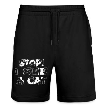 Happy Black Cat Chemises à manches longues Idée cadeau - Short de jogging bio TRAINER Stanley/Stella unisexe - noir - Devant - Nik (191cm) & Marisol (170cm)