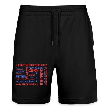 Katastrophenschutz in Worten - Stanley/Stella Unisex Bio Joggingshorts Trainer  - Schwarz - Vorne - Nik (191cm) & Marisol (170cm)