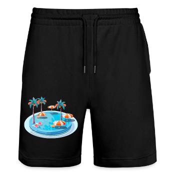 Une piscine de rêve - Short de jogging bio TRAINER Stanley/Stella unisexe - noir - Devant - Nik (191cm) & Marisol (170cm)