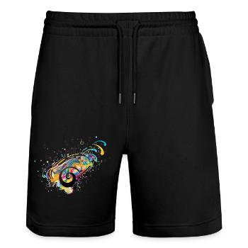 Music madness - Stanley/Stella Trainer Unisex Organic Jogging Shorts - black - Front - Nik (191cm) & Marisol (170cm)