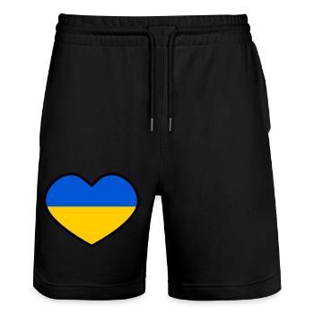 Ukrainisches Herz - Stanley/Stella Unisex Bio Joggingshorts Trainer  - Schwarz - Vorne - Nik (191cm) & Marisol (170cm)