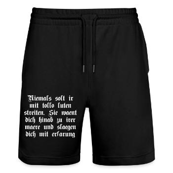 Diskutiere nicht mit Dummköpfen - Stanley/Stella Unisex Bio Joggingshorts Trainer  - Schwarz - Vorne - Nik (191cm) & Marisol (170cm)