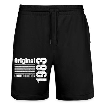1983 Year Original Limited Edition - Stanley/Stella Trainer Unisex Organic Jogging Shorts - black - Front - Nik (191cm) & Marisol (170cm)