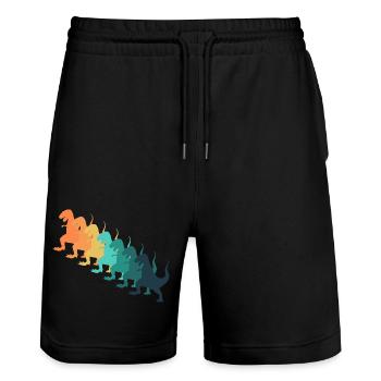 Dinosaure rétro - Short de jogging bio TRAINER Stanley/Stella unisexe - noir - Devant - Nik (191cm) & Marisol (170cm)