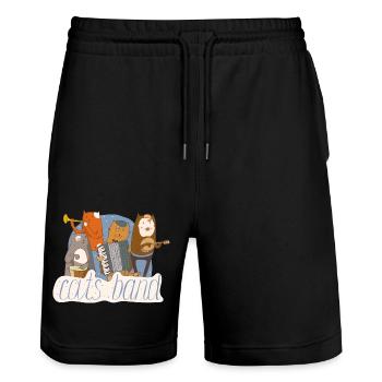 Katzen spielen Musik - Stanley/Stella Unisex Bio Joggingshorts Trainer  - Schwarz - Vorne - Nik (191cm) & Marisol (170cm)