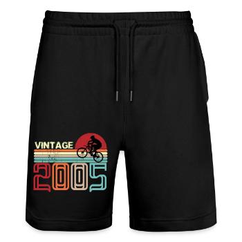 Vintage Birthday rétro sunset design - Short de jogging bio TRAINER Stanley/Stella unisexe - noir - Devant - Nik (191cm) & Marisol (170cm)