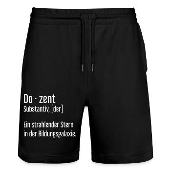 Dozent Dozenten Schule Pädagoge Unterricht - Stanley/Stella Unisex Bio Joggingshorts Trainer  - Schwarz - Vorne - Nik (191cm) & Marisol (170cm)