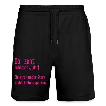 Dozent Dozenten Schule Pädagoge Unterricht - Stanley/Stella Unisex Bio Joggingshorts Trainer  - Schwarz - Vorne - Nik (191cm) & Marisol (170cm)