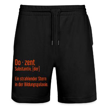 Dozent Dozenten Schule Pädagoge Unterricht - Stanley/Stella Unisex Bio Joggingshorts Trainer  - Schwarz - Vorne - Nik (191cm) & Marisol (170cm)