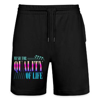 Rock Music Band Retro Gitarre Vintage Heavy Metal - Stanley/Stella Unisex Bio Joggingshorts Trainer  - Schwarz - Vorne - Nik (191cm) & Marisol (170cm)