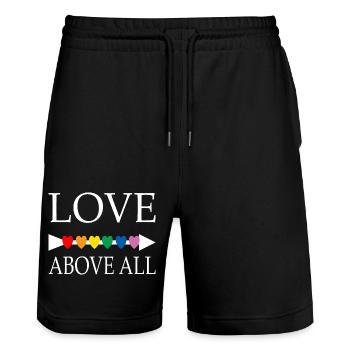L’amour avant tout - Short de jogging bio TRAINER Stanley/Stella unisexe - noir - Devant - Nik (191cm) & Marisol (170cm)