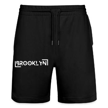 Future City Design – Brooklyn blanc - Short de jogging bio TRAINER Stanley/Stella unisexe - noir - Devant - Nik (191cm) & Marisol (170cm)