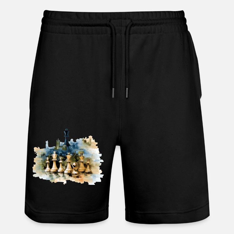 Huile sur toile échiquéenne - Short de jogging bio TRAINER Stanley/Stella unisexe - noir