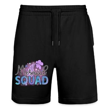 Mermaid Squad, Mermaids Summer Beach Party - Short de jogging bio TRAINER Stanley/Stella unisexe - noir - Devant - Nik (191cm) & Marisol (170cm)