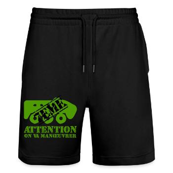 Attention on va manœuvrer - Short de jogging bio TRAINER Stanley/Stella unisexe - noir - Devant - Nik (191cm) & Marisol (170cm)