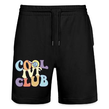 Cool IVF Club FIV Maman Papa Jour de transfert Surrogate - Short de jogging bio TRAINER Stanley/Stella unisexe - noir - Devant - Nik (191cm) & Marisol (170cm)