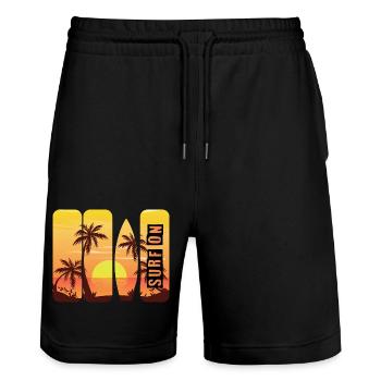 Surfing Surfboard Surfer Wassersport - Stanley/Stella Unisex Bio Joggingshorts Trainer  - Schwarz - Vorne - Nik (191cm) & Marisol (170cm)