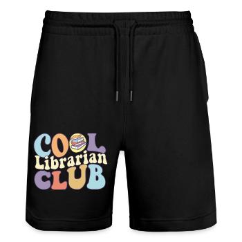 Cool Librarian Club C’est une bonne journée pour lire un - Short de jogging bio TRAINER Stanley/Stella unisexe - noir - Devant - Nik (191cm) & Marisol (170cm)
