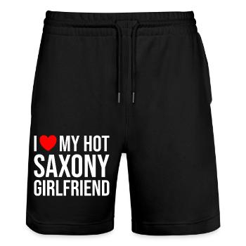 Sachsen Beziehung Freund - Stanley/Stella Unisex Bio Joggingshorts Trainer  - Schwarz - Vorne - Nik (191cm) & Marisol (170cm)