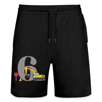 Bagger zum 6-jährigen Jubiläum - Stanley/Stella Unisex Bio Joggingshorts Trainer  - Schwarz - Vorne - Nik (191cm) & Marisol (170cm)