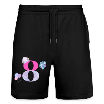 Meerjungfrau zum 8. Geburtstag - Stanley/Stella Unisex Bio Joggingshorts Trainer  - Schwarz - Vorne - Nik (191cm) & Marisol (170cm)