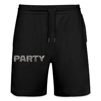 80s Party DISCO lettering disco ball look dancing - Stanley/Stella Trainer Unisex Organic Jogging Shorts - black - Front - Nik (191cm) & Marisol (170cm)