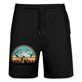 Drohnen Pilot Drohne Whoop Copter FPV Pilot Drone - Stanley/Stella Unisex Bio Joggingshorts Trainer  - Schwarz - Vorne - Nik (191cm) & Marisol (170cm)