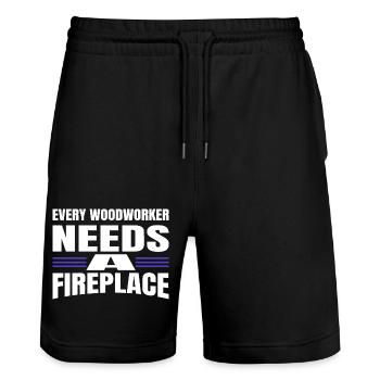 arboriculture carpentry present idea woodworking - Stanley/Stella Unisex Bio Joggingshorts Trainer  - Schwarz - Vorne - Nik (191cm) & Marisol (170cm)