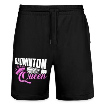 Badminton Queen Player Woman Girl - Stanley/Stella Unisex Bio Joggingshorts Trainer  - Schwarz - Vorne - Nik (191cm) & Marisol (170cm)