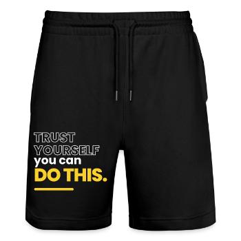 TrustYourself - Stanley/Stella Unisex Bio Joggingshorts Trainer  - Schwarz - Vorne - Nik (191cm) & Marisol (170cm)