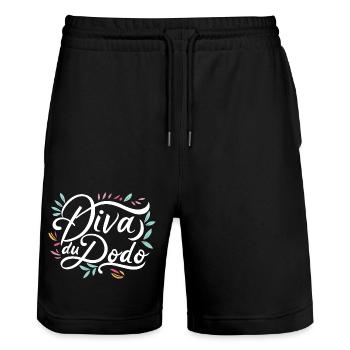 Diva du dodo - Short de jogging bio TRAINER Stanley/Stella unisexe - noir - Devant - Nik (191cm) & Marisol (170cm)