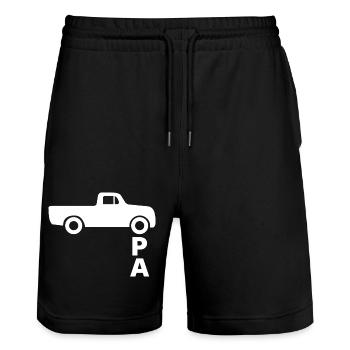 Opa mit Pickup Geschenkidee - Stanley/Stella Unisex Bio Joggingshorts Trainer  - Schwarz - Vorne - Nik (191cm) & Marisol (170cm)
