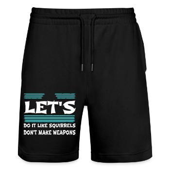 Love Happy Hippie Peace Sign Jokes Cool Present - Stanley/Stella Trainer Unisex Organic Jogging Shorts - black - Front - Nik (191cm) & Marisol (170cm)